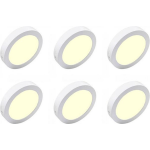 BES LED Led Downlight 6 Pack - Opbouw Rond 12w - Warm 3000k - Mat Aluminium - Ø170mm - Wit