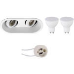 BES LED Led Spot Set - Pragmi Zano Pro - Gu10 Fitting - Inbouw Ovaal Dubbel - Mat - 6w - Helder/koud 6400k - Kantelbaar - Wit