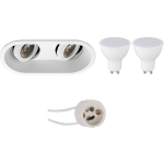 BES LED Led Spot Set - Pragmi Zano Pro - Gu10 Fitting - Dimbaar - Inbouw Ovaal Dubbel - Mat - 6w - Warm 3000k - - Wit