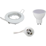 BES LED Led Spot Set - Gu10 Fitting - Inbouw Rond - Glans - 6w - Warm 3000k - Kantelbaar Ø82mm - Wit