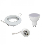 BES LED Led Spot Set - Gu10 Fitting - Dimbaar - Inbouw Rond - Glans - 6w - Natuurlijk 4200k - Kantelbaar Ø82mm - Wit