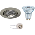 Osram - Led Spot Set - Parathom Par16 927 36d - Pragmi Aerony Pro - Gu10 Fitting - Dimbaar - Inbouw Rond - Mat Nikkel -