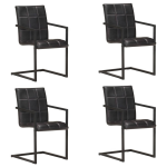Vidaxl Eetkamerstoelen 4 St Echt Leer - Zwart