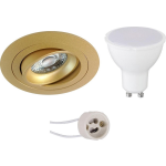 BES LED Led Spot Set - Aigi - Pragmi Alpin Pro - Gu10 Fitting - Inbouw Rond - Mat Goud - 8w - Helder/koud 6400k - Kantelbaar - Wit