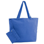 Polyester Blauwe Shopper/boodschappen Tas 47 Cm - Stevige Boodschappentassen/shopper Bag Met Rits - Geel