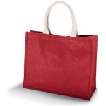 Kimood Jute Rode Shopper/boodschappen Tas 42 Cm - Stevige Boodschappentassen/shopper Bag - Rood