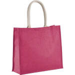 Kimood Jute Fuchsia Shopper/boodschappen Tas 42 Cm - Stevige Boodschappentassen/shopper Bag - Roze