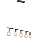 BES LED Led Hanglamp - Trion Zuncka - E27 Fitting - 5-lichts - Rechthoek - Mat/goud - Aluminium - Zwart