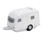 Caravan Vakantie Spaarpot 15 Cm - Vakantiegeld Spaarpotten - Wit