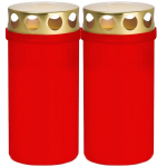 Trend Candles 2x Rode Grafkaarsen/gedenklichten Met Deksel 6 X 12,6 Cm 2 Dagen - Gedenkkaars - Graflichten/herdenkingslichten - Rood