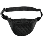 Sarlini Doorgestikt Heuptasje/buideltasje 31 Cm Satijnlook -e Ruitjes Tasje - Festival Fanny Pack/bum Bag - Zwart