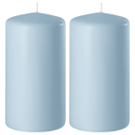 Enlightening Candles 2x Lichte Cilinderkaarsen/stompkaarsen 6 X 8 Cm 27 Branduren - Geurloze Kaarsen Licht - Woondecoraties - Blauw