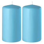 Enlightening Candles 2x Cilinderkaarsen/stompkaarsen 6 X 12 Cm 45 Branduren - Geurloze Kaarsen - Woondecoraties - Turquoise