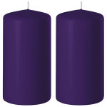 Enlightening Candles 2xe Cilinderkaarsen/stompkaarsen 6 X 12 Cm 45 Branduren - Geurloze Kaarsen - Woondecoraties - Paars