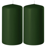 Enlightening Candles 2x Donkere Cilinderkaarsen/stompkaarsen 6 X 15 Cm 58 Branduren - Geurloze Kaarsen Donker - Woondecoraties - Groen