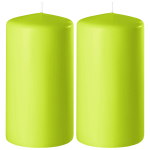 Enlightening Candles 2x Limee Cilinderkaarsen/stompkaarsen 6 X 15 Cm 58 Branduren - Geurloze Kaarsen Lime - Woondecoraties - Groen