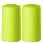 Enlightening Candles 2x Limee Cilinderkaarsen/stompkaarsen 6 X 8 Cm 27 Branduren - Geurloze Kaarsen Lime - Woondecoraties - Groen