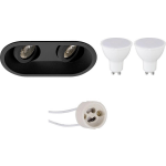 BES LED Led Spot Set - Aigi - Pragmi Zano Pro - Gu10 Fitting - Inbouw Ovaal Dubbel - Mat - 8w - Helder/koud Wit 6400k - - Zwart