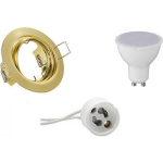 BES LED Led Spot Set - Trion - Gu10 Fitting - Inbouw Rond - Mat Goud - 4w - Natuurlijk 4200k - Kantelbaar Ø83mm - Wit