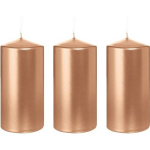 Trend Candles 3x Rosegouden Cilinderkaarsen/stompkaarsen 6 X 12 Cm 40 Branduren - Geurloze Rosegoudkleurige Kaarsen - Woondecoraties