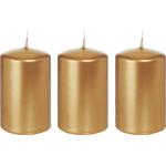 Trend Candles 3xen Cilinderkaarsen/stompkaarsen 5 X 8 Cm 18 Branduren - Geurlozekleurige Kaarsen - Woondecoraties - Goud