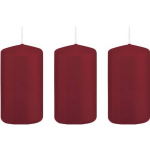 Trend Candles 3x Bordeauxrode Cilinderkaarsen/stompkaarsen 5 X 10 Cm 23 Branduren - Geurloze Kaarsen - Woondecoraties - Rood