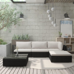 Vidaxl 5-delige Loungeset Met Kussens Poly Rattan - Zwart