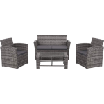 Vidaxl 4-delige Loungeset Met Kussens Poly Rattan - Grijs