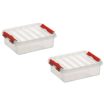 3x Stuks Sunware Q-line Opbergboxen/opbergdozen 1 Liter 20 X 15 X 6 Cm Kunststof - Platte Opslagboxen - Rood