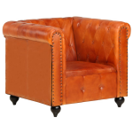 Vidaxl Fauteuil Chesterfield-stijl Echt Leer Tan - Marrón