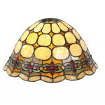 Clayre & Eef Lampenkap Tiffany - Ø 25*15 Cm / Kh 6 Cm - Meerkleurig - Glas In Lood - Roos - Lumilamp - 5ll-8828 - Beige