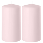 Enlightening Candles 2x Licht Cilinderkaarsen/stompkaarsen 6 X 15 Cm 58 Branduren - Geurloze Kaarsen Licht - Woondecoraties - Roze
