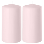 Enlightening Candles 2x Licht Cilinderkaarsen/stompkaarsen 6 X 12 Cm 45 Branduren - Geurloze Kaarsen Licht - Woondecoraties - Roze