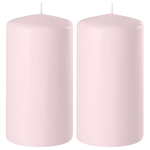 Enlightening Candles 2x Licht Cilinderkaarsen/stompkaarsen 6 X 10 Cm 36 Branduren - Geurloze Kaarsen Licht - Woondecoraties - Roze