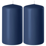 Enlightening Candles 2x Donkere Cilinderkaarsen/stompkaarsen 6 X 10 Cm 36 Branduren - Geurloze Kaarsen Donker - Woondecoraties - Blauw