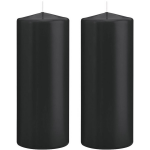 Trend Candles 2xe Cilinderkaarsen/stompkaarsen 8 X 20 Cm 119 Branduren - Geurloze Kaarsen - Woondecoraties - Zwart