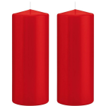Trend Candles 2x Rode Cilinderkaarsen/stompkaarsen 8 X 20 Cm 119 Branduren - Geurloze Kaarsen - Woondecoraties - Rood