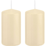 Trend Candles 2x Cremete Cilinderkaarsen/stompkaarsen 6 X 12 Cm 40 Branduren - Geurloze Kaarsen - Woondecoraties - Wit