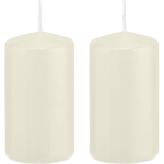 Trend Candles 2x Ivoorte Cilinderkaarsen/stompkaarsen 6 X 12 Cm 40 Branduren - Geurloze Kaarsen - Woondecoraties - Wit