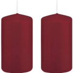 Trend Candles 2x Bordeauxrode Cilinderkaarsen/stompkaarsen 5 X 10 Cm 23 Branduren - Geurloze Kaarsen - Woondecoraties - Rood