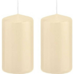Trend Candles 2x Cremete Cilinderkaarsen/stompkaarsen 5 X 10 Cm 23 Branduren - Geurloze Kaarsen - Woondecoraties - Wit