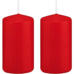 Trend Candles 2x Rode Cilinderkaarsen/stompkaarsen 5 X 10 Cm 23 Branduren - Geurloze Kaarsen - Woondecoraties - Rood