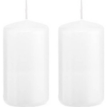 Trend Candles 2xte Cilinderkaarsen/stompkaarsen 5 X 10 Cm 23 Branduren - Geurloze Kaarsen - Woondecoraties - Wit