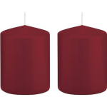 Trend Candles 2x Bordeauxrode Cilinderkaarsen/stompkaarsen 6 X 8 Cm 29 Branduren - Geurloze Kaarsen - Woondecoraties - Rood