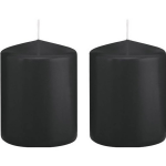 Trend Candles 2xe Cilinderkaarsen/stompkaarsen 6 X 8 Cm 29 Branduren - Geurloze Kaarsen - Woondecoraties - Zwart