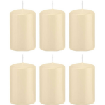 Trend Candles 6x Cremete Cilinderkaarsen/stompkaarsen 5 X 8 Cm 18 Branduren - Geurloze Kaarsen - Woondecoraties - Wit