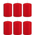 Trend Candles 6x Rode Cilinderkaarsen/stompkaarsen 5 X 8 Cm 18 Branduren - Geurloze Kaarsen - Woondecoraties - Rood