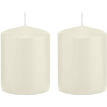 Trend Candles 2x Ivoorte Cilinderkaars/stompkaars 6 X 8 Cm 29 Branduren - Geurloze Kaarsen - Woondecoraties - Wit