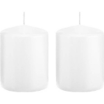 Trend Candles 2xte Cilinderkaarsen/stompkaarsen 6 X 8 Cm 29 Branduren - Geurloze Kaarsen - Woondecoraties - Wit