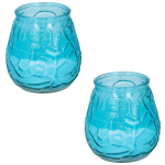 Arti Casa Set Van 2x Stuks Citronella Lowboy Tuin Kaarsen In Glas 10 Cm - Anti Muggen/insecten Artikelen - Blauw